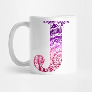 Mandala Letter Capital J Pink Mug